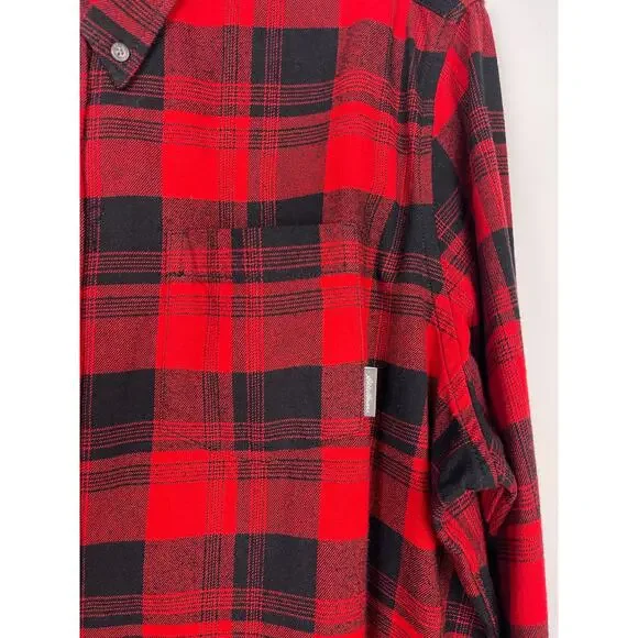 Eddie Bauer Red Black Plaid Flannel Button Up Shirt Men’s 2XL - Picture 2 of 8